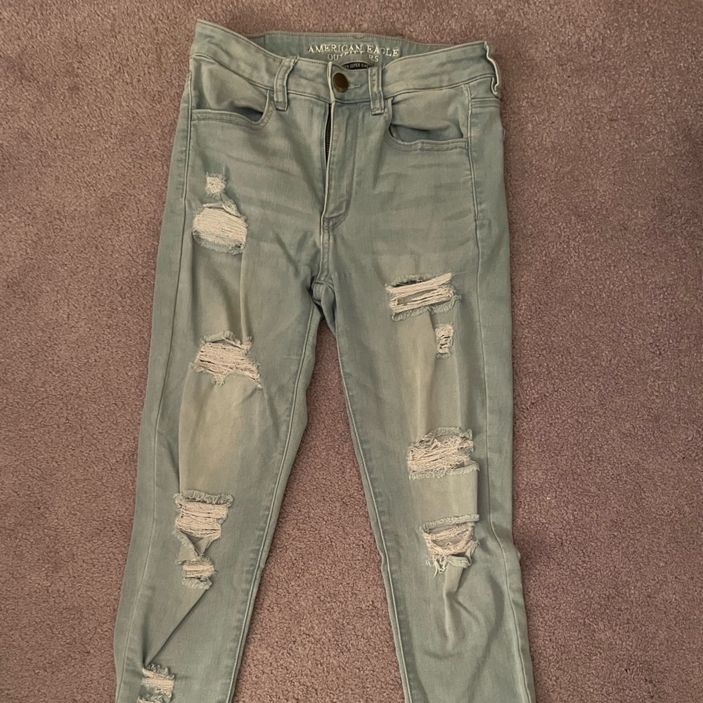 American Eagle Lightwash Super Super Stretch Hi-Rise Jeggings